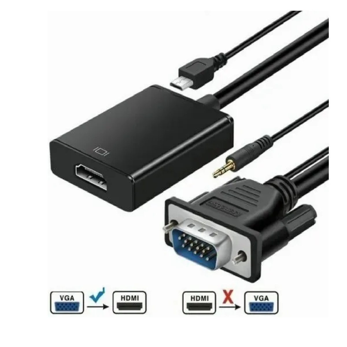 Cable Convertidor Video Vga A Hdmi + Audio Full Hd 1080p