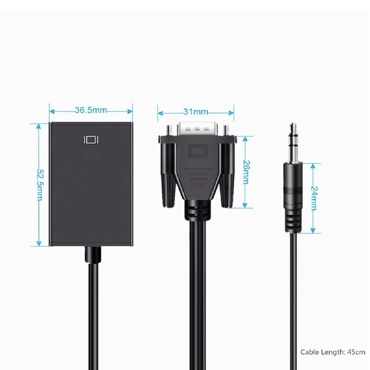 Cable Convertidor Video Vga A Hdmi + Audio Full Hd 1080p