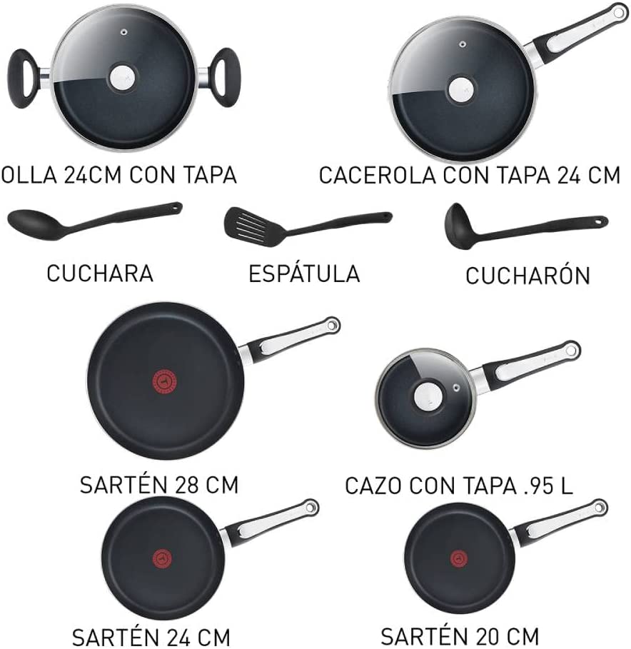 Bateria de cocina T-FAL B182SC84 Platinum 12 piezas Thermo-Spot