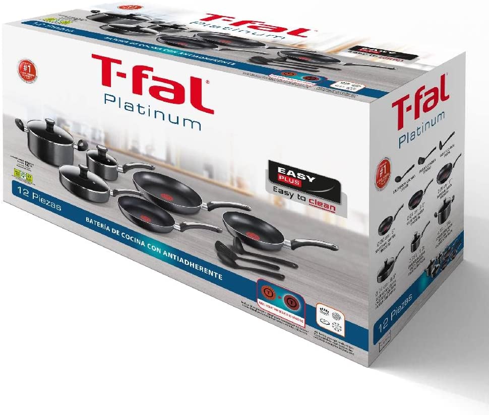 Bateria de cocina T-FAL B182SC84 Platinum 12 piezas Thermo-Spot