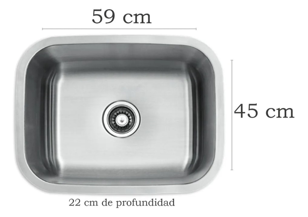 Tarja Sencilla Submontar De 59 X 45 Cm Y Kit De Instalación