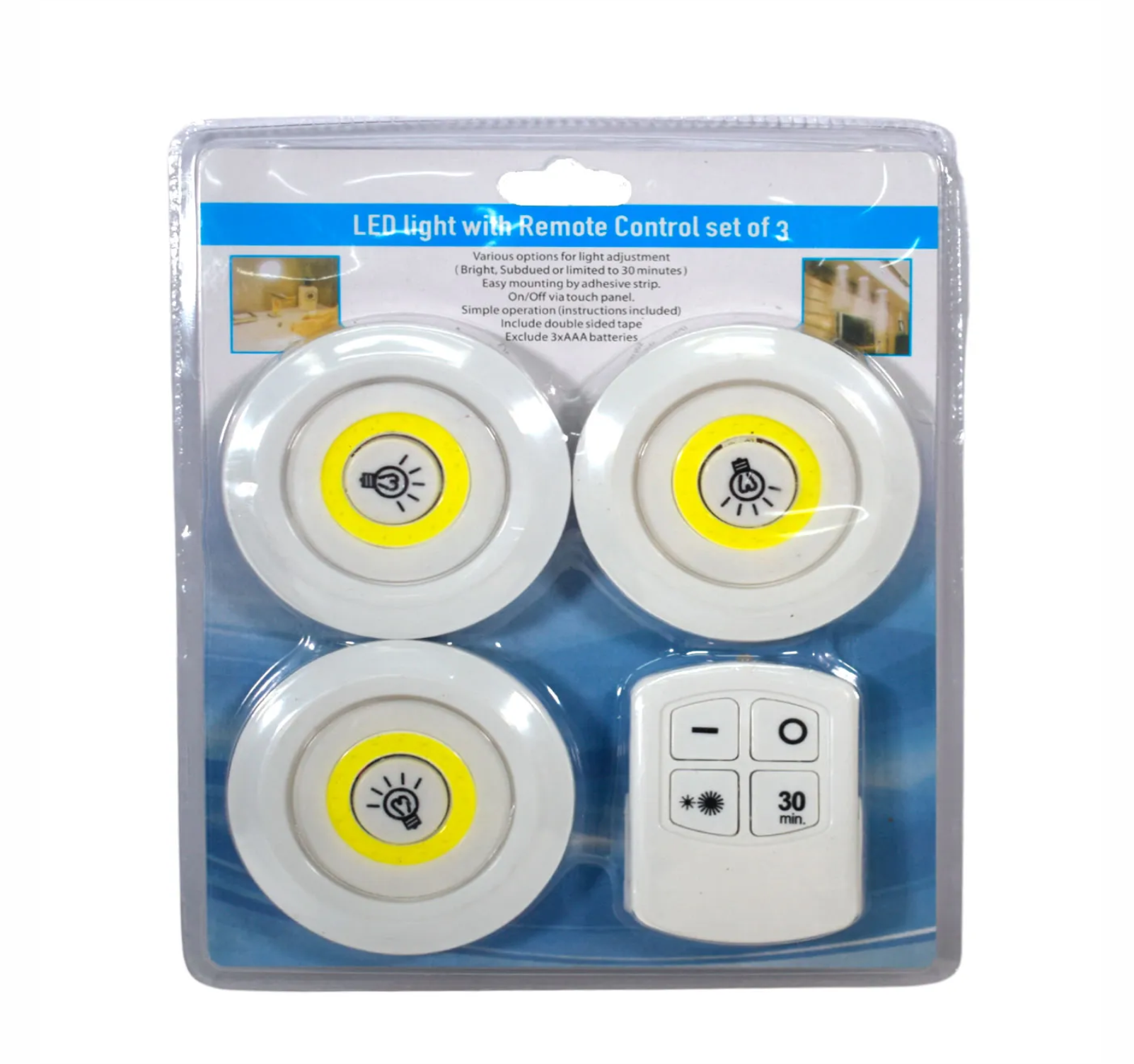 Juego de 3 mini lámparas LED para interior con control remoto
