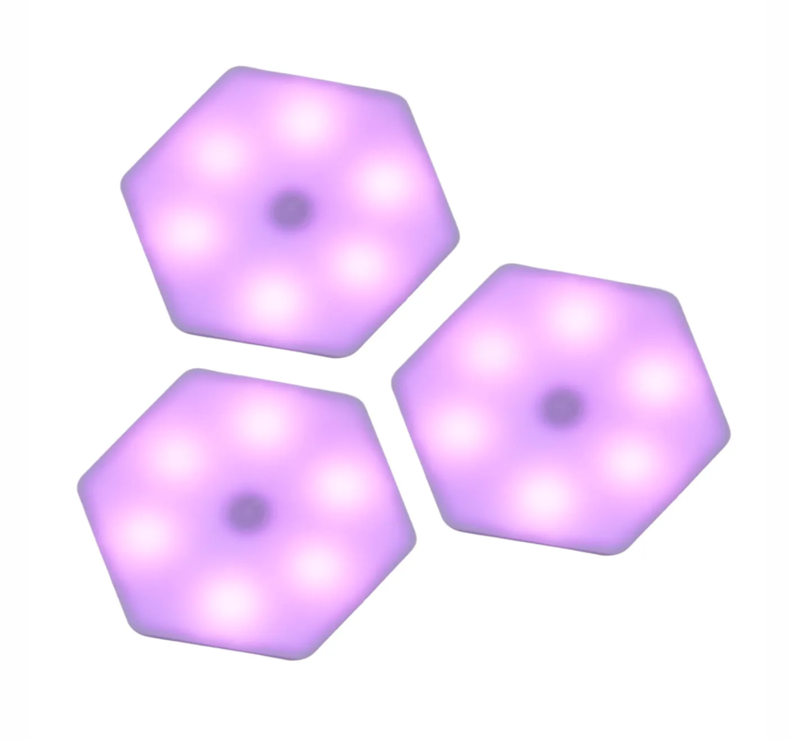 Juego de 3 mini lámparas hexágono luces LED de colores con control remoto