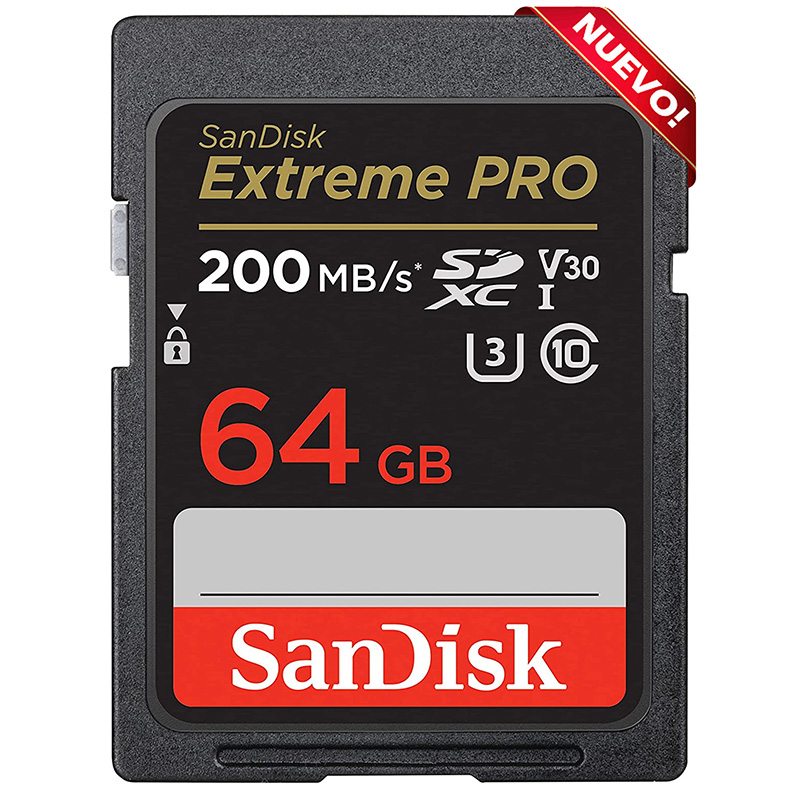 Tarjeta SD 64GB SANDISK Graba 4k 200MB/s SDSDXXU-064G-GN4IN