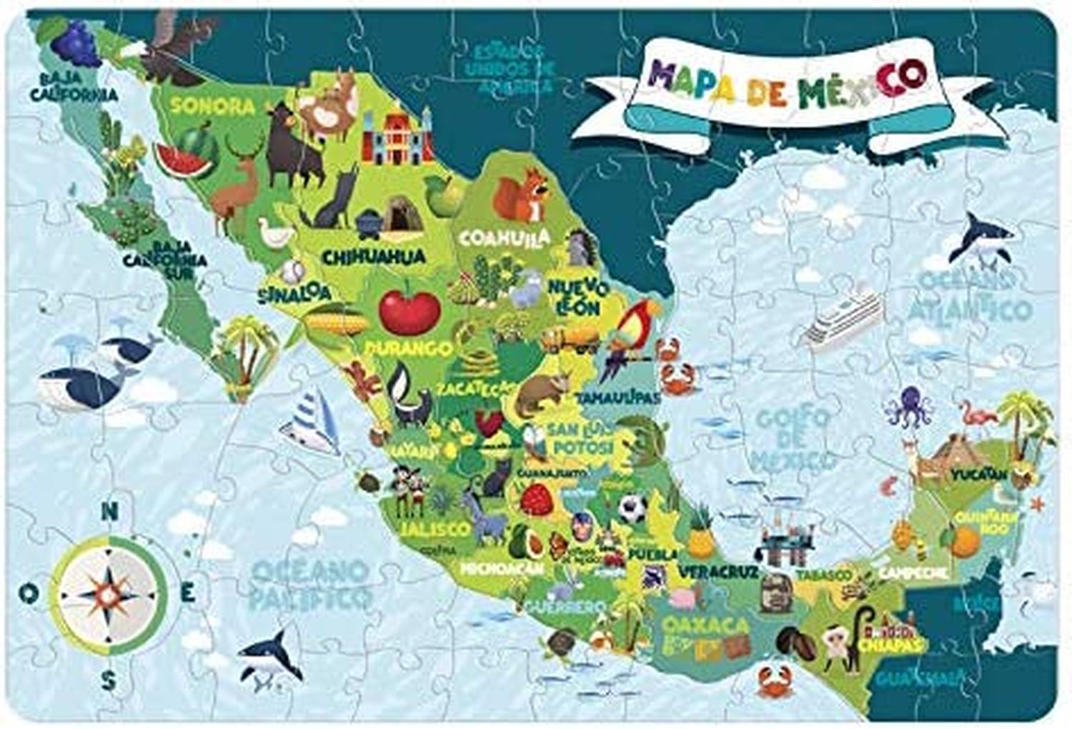 ROMPECABEZAS GIGANTE MAPA DE MEXICO 100 PIEZAS 