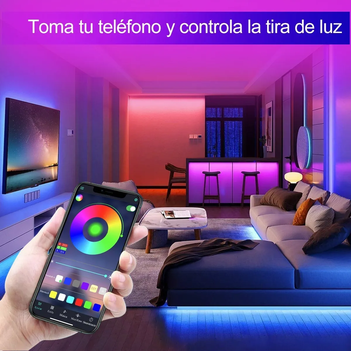 Tira De Luz Led App Bluetooth Control 5050 Tiras Led Rgb 5m