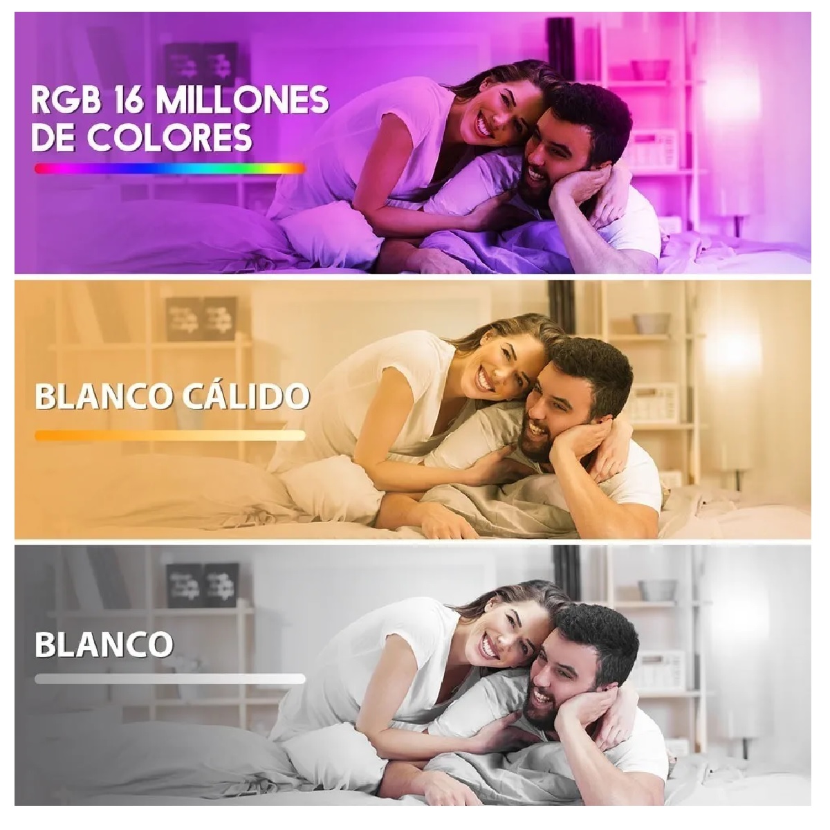 Juego Foco Led Inteligente Rgbcw Wifi 9w Ajustable Multicolor 6 Pzas