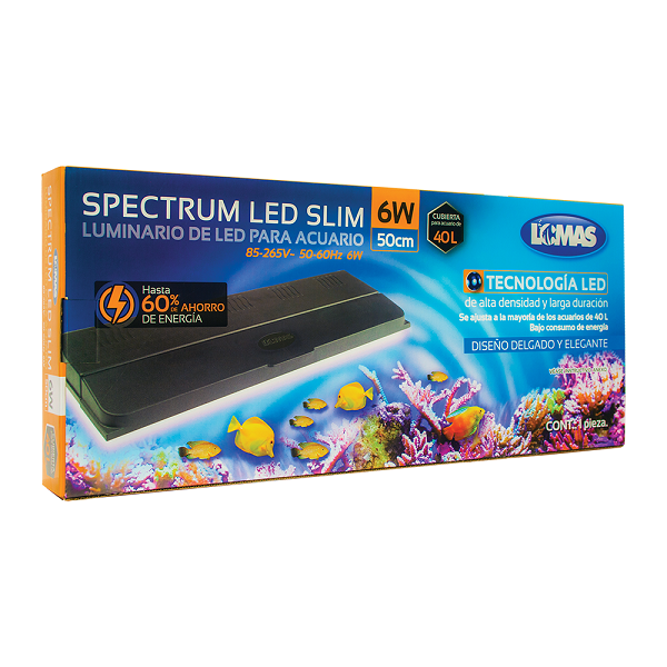 Lampara C/tapa Spectrum Led Slim 50 Cm 40 Litros Acuario