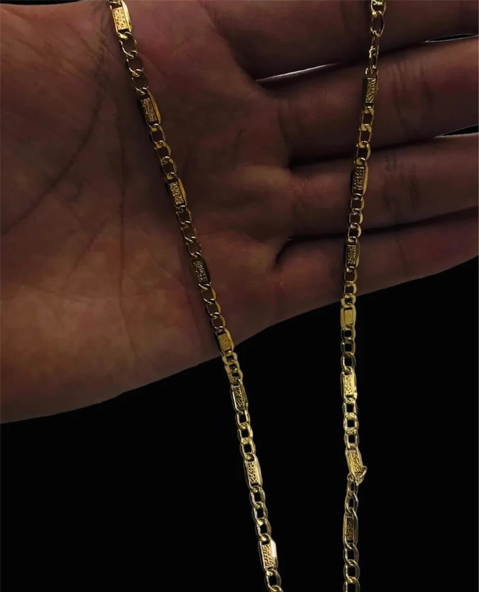 CADENA TEJIDO ESPEJO CON ZIRCONIA ORO 14 K