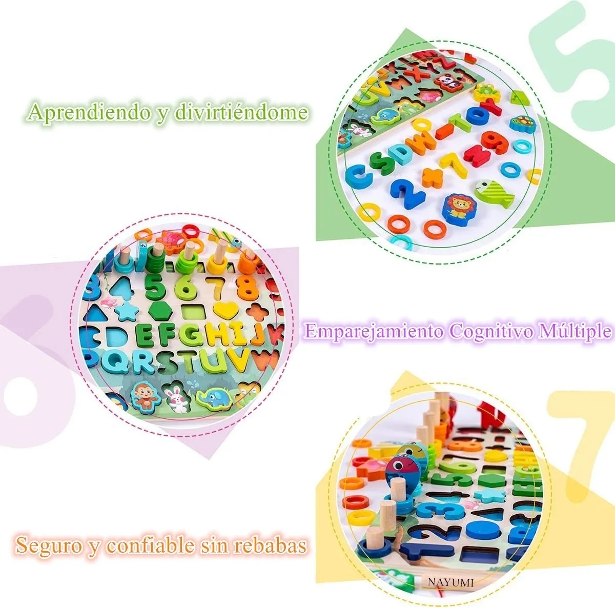 Tablero Juego Educativo Montessori Pesca Letra Número Animal