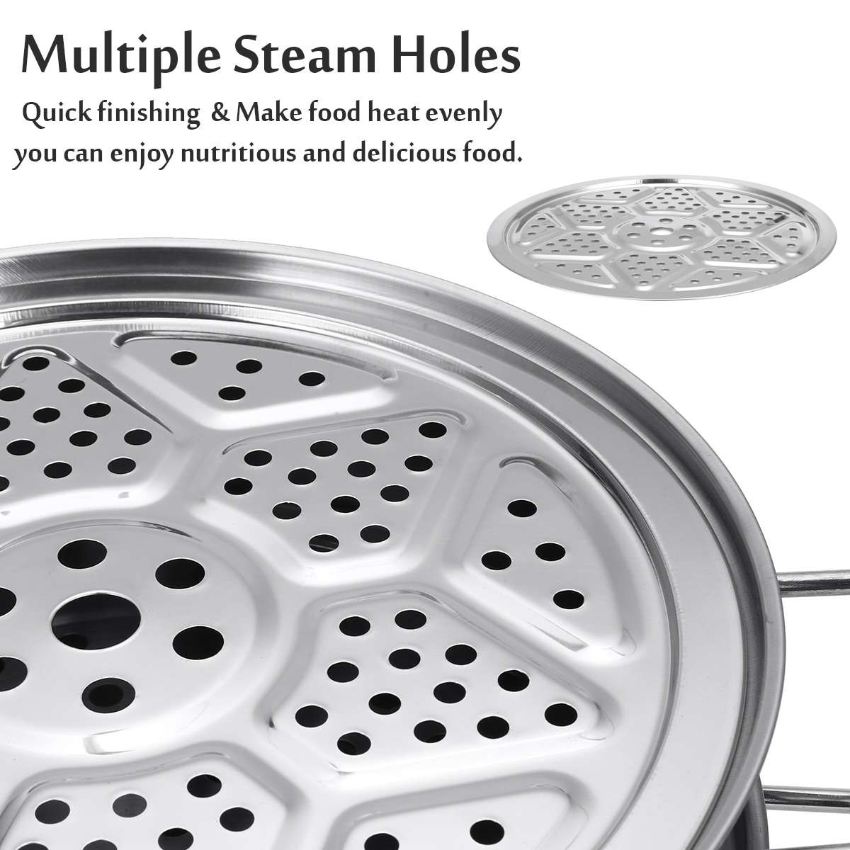 Olla de Vapor Vaporera 2 Niveles en Acero Inoxidable con Tapa Transparente 32 Cm