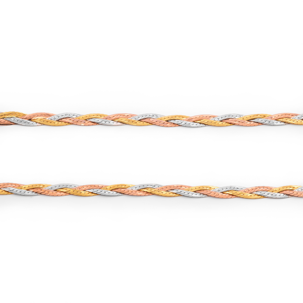 Bonita Cadena Gargantilla Dama Trenza 3 Oros Solido 14k 