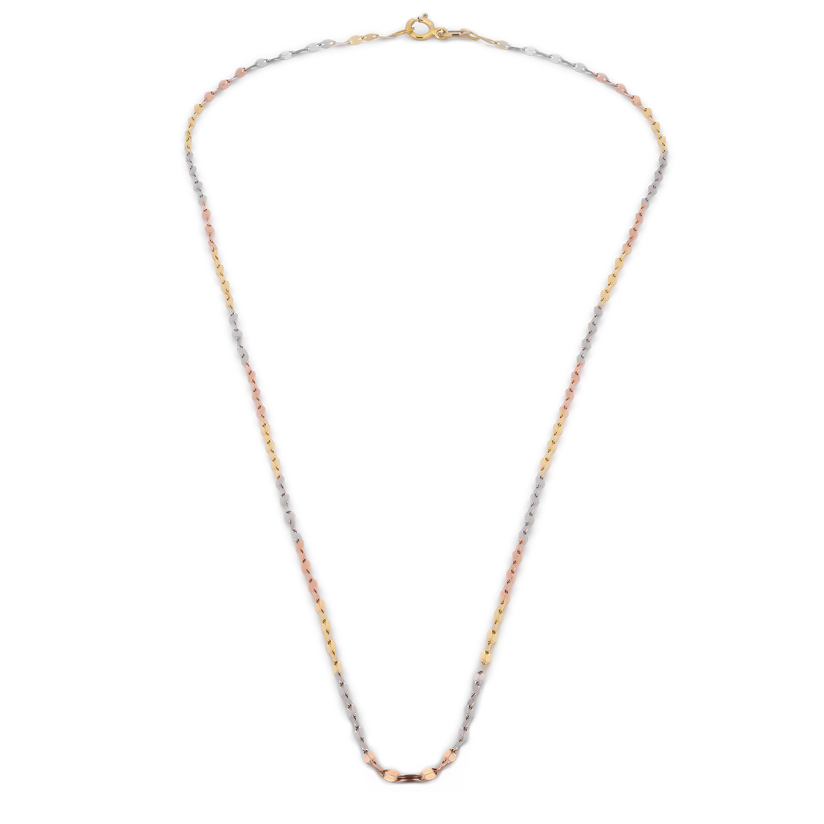 Cadena Plaquita 3 Oros 10k Sólido 45 cm