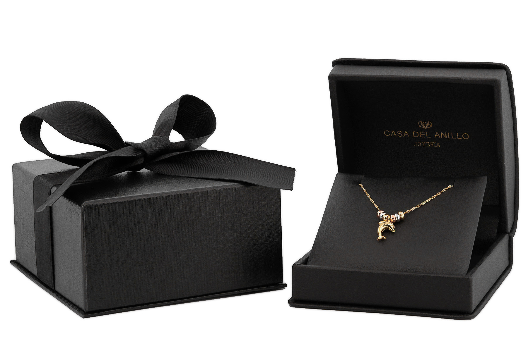 Cadena Gargantilla Dama Delfín Con 3 Oros 14k Sólido 