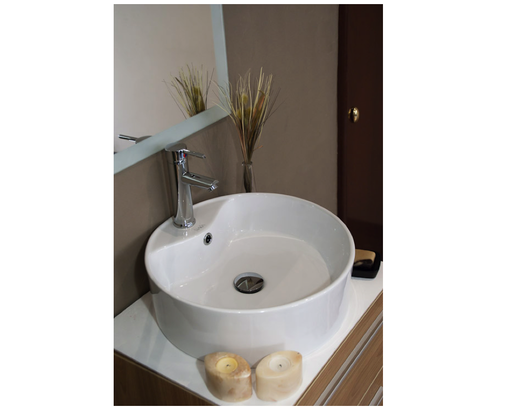 Ovalin Lavabo Ceramico Redondo De Sobreponer 46x46x15.5cm