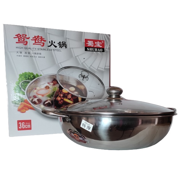 Olla con División para Sopa o Caldos en Acero Inoxidable y Tapa de Vidrio 36 Cm