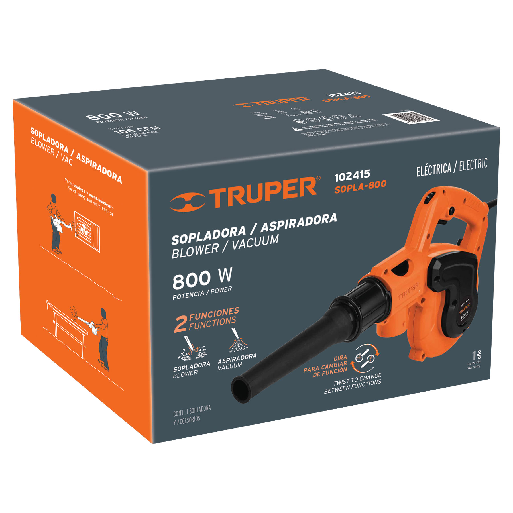 Sopladora/Aspiradora eléctrica 800 W, Truper
