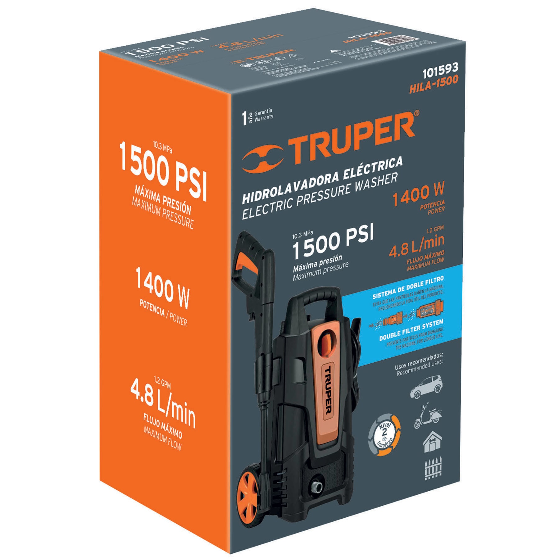 Hidrolavadora eléctrica 1500 PSI, Truper