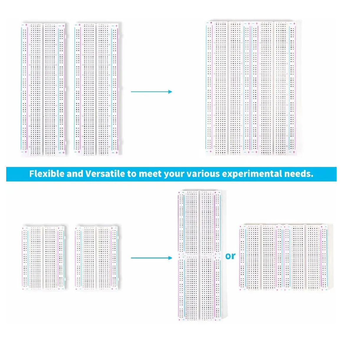 Set 4 Piezas Protoboard 830 Puntos Con 400 Puntos Breadboard