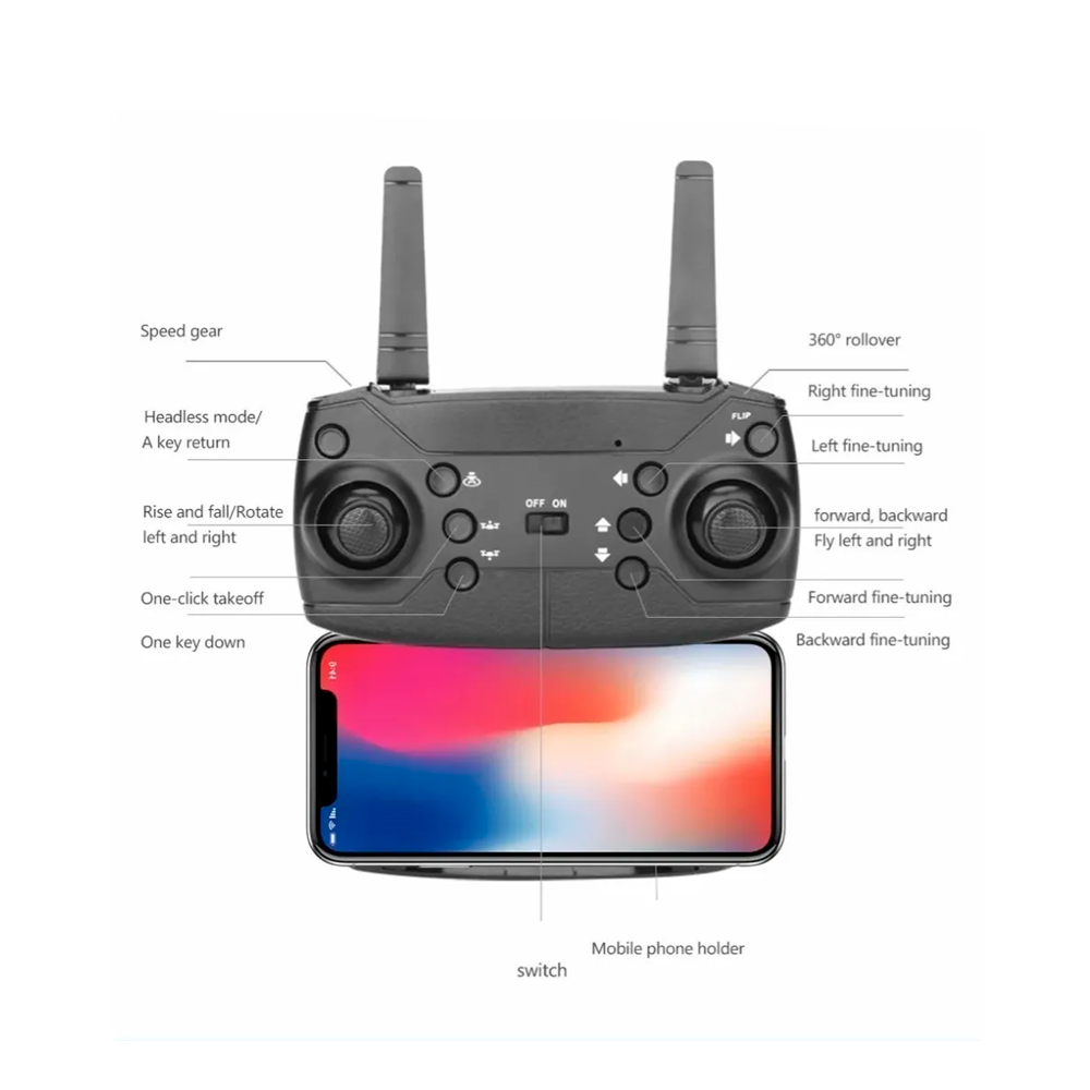 Mini Drone Con Cámara  Cuadricóptero Plegable.