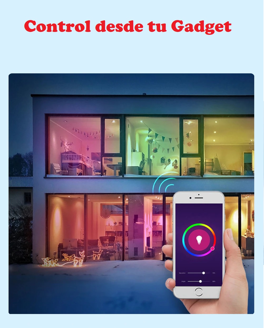 Foco bombilla inteligente WiFi Bluetooth LED RGB Control de voz 15W E27 Google Home Alexa cel