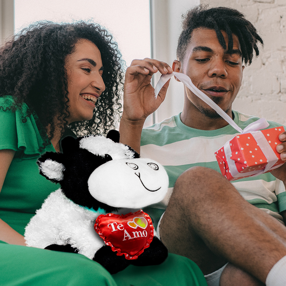 Vaquita De Peluche De San Valentín Con Corazón 33 Cm