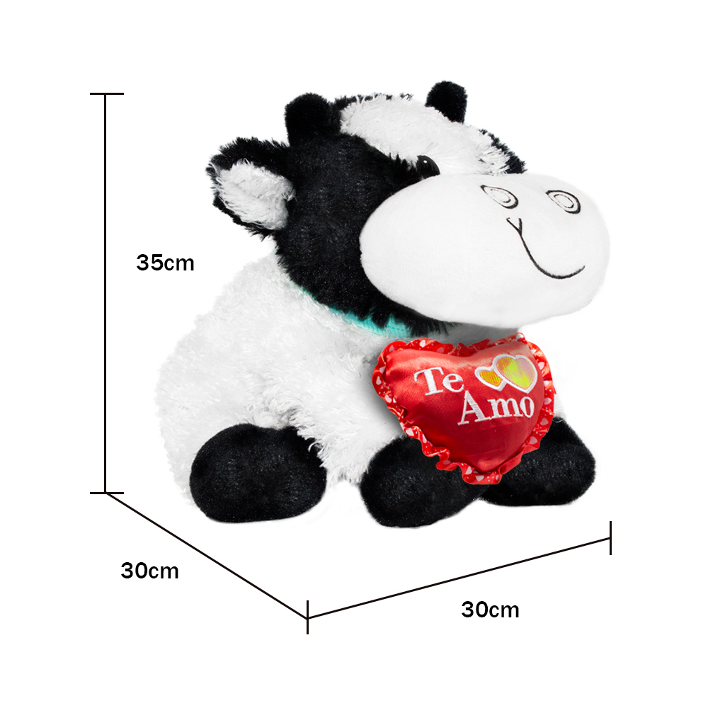 Vaquita De Peluche De San Valentín Con Corazón 33 Cm