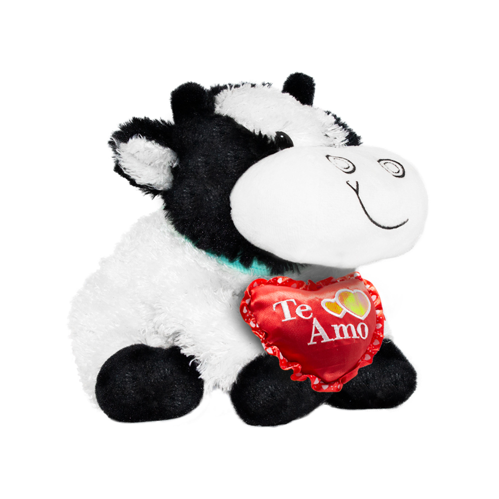 Vaquita De Peluche De San Valentín Con Corazón 33 Cm