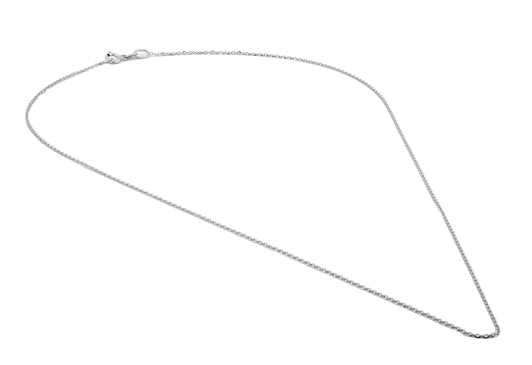 Cadena Rolo Oro Blanco Italiano Sólido 14k 45 Cm 