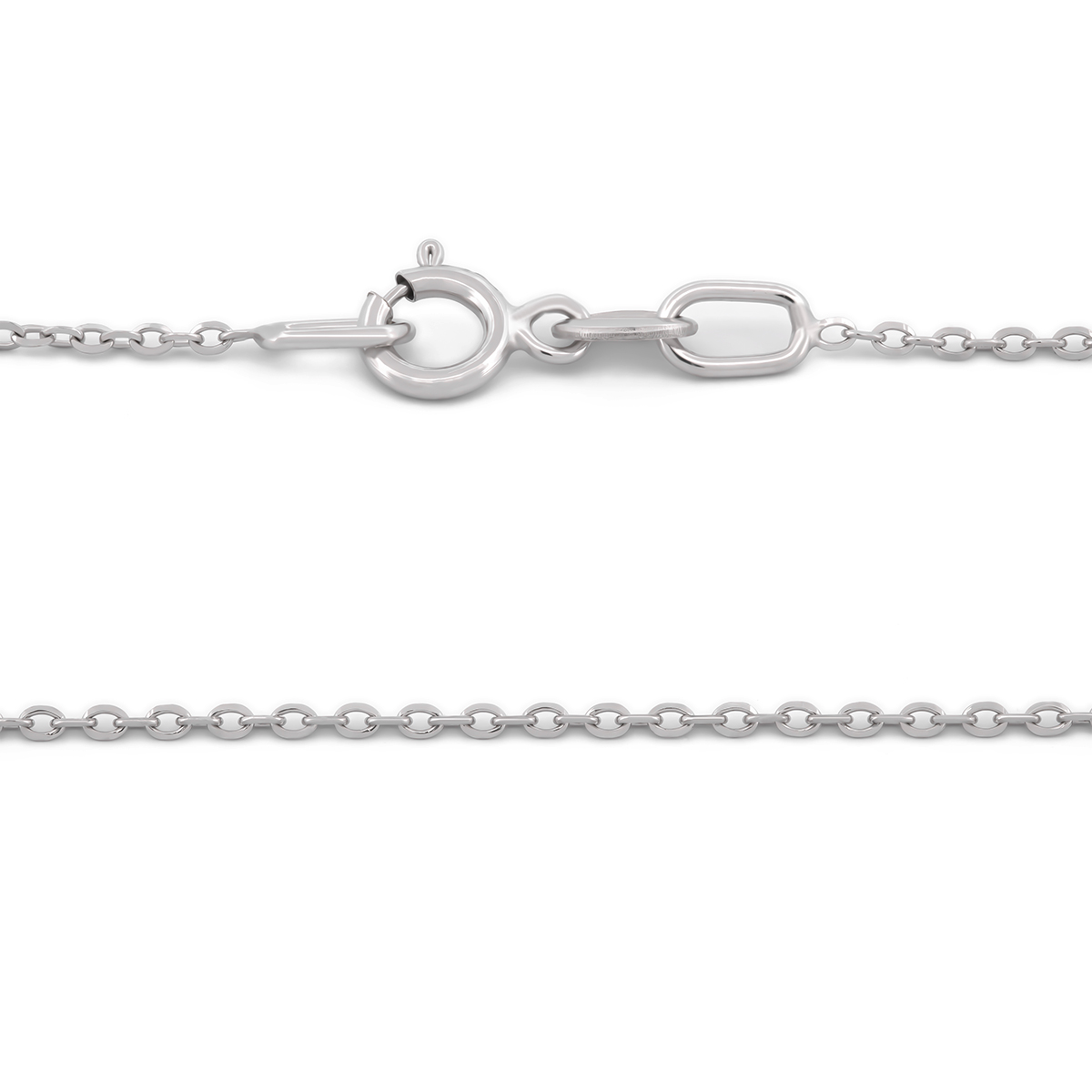 Cadena Rolo Oro Blanco Italiano Sólido 14k 45 Cm 