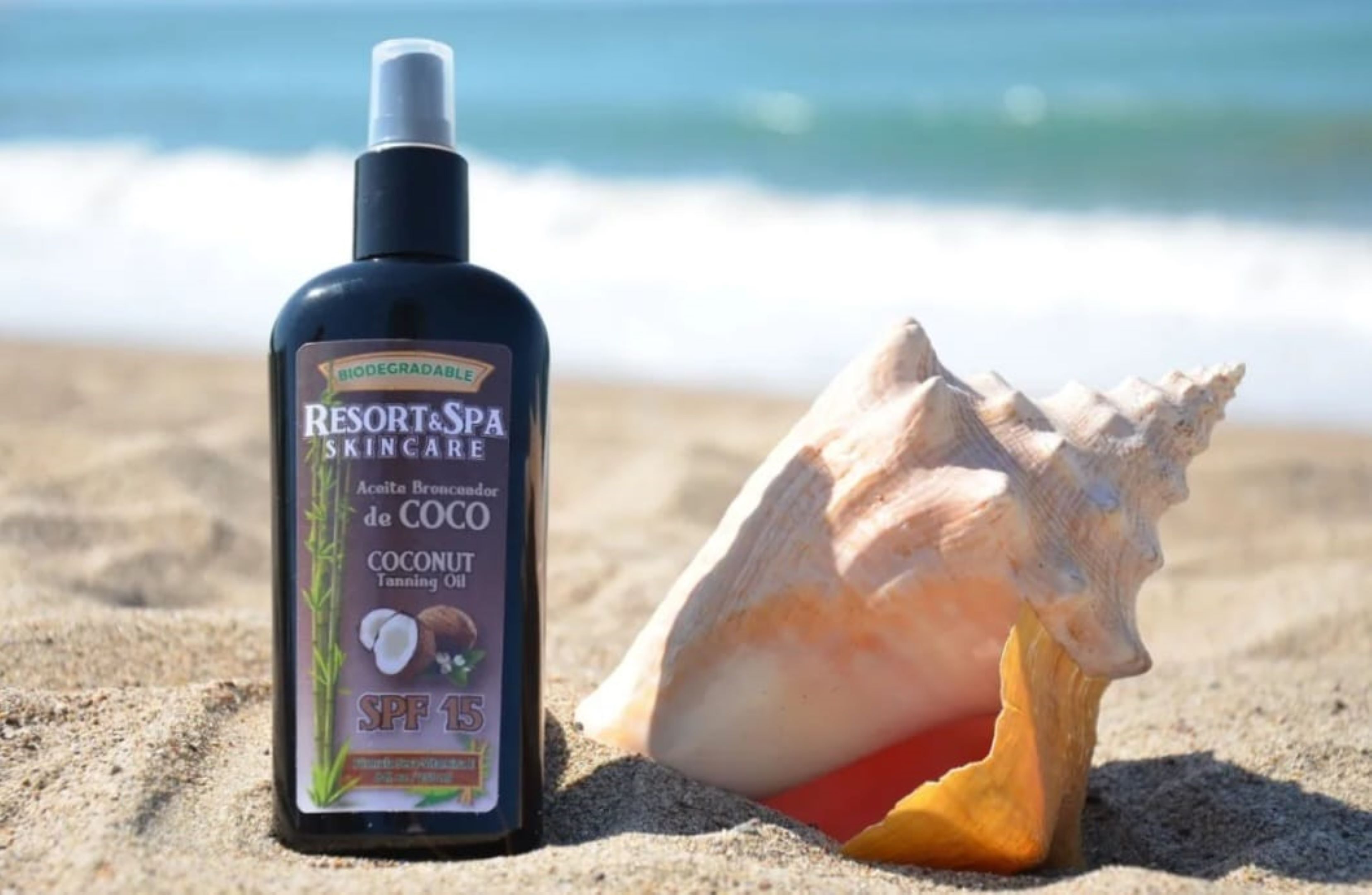 Aceite Bronceador de Coco SPF 15 250 ml Biodegradable, Orgánico Y Natural 