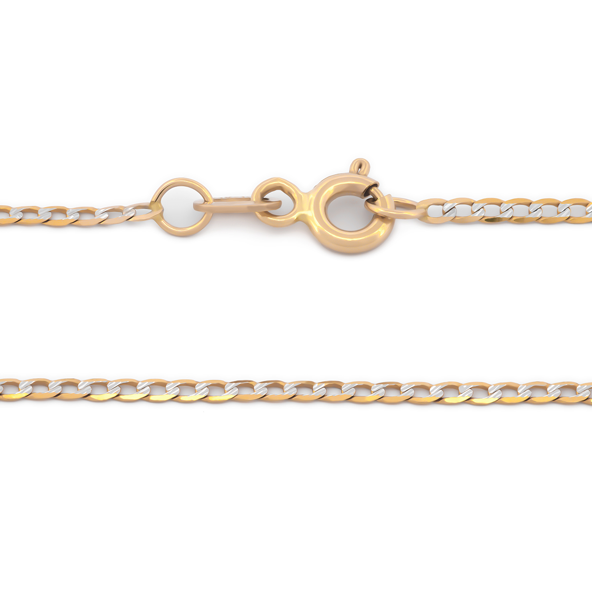 Cadena Estilo Barbada Oro Italiano Sólido 14k 50 cm 