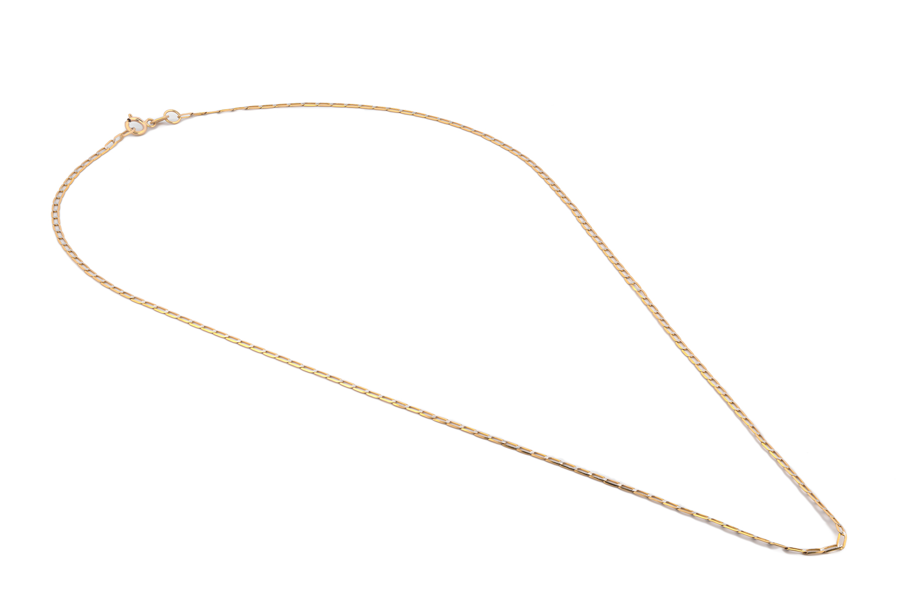 Cadena Barbada Inglesa 40 cm 1.5 mm Diamantada Oro Sólido 14K 