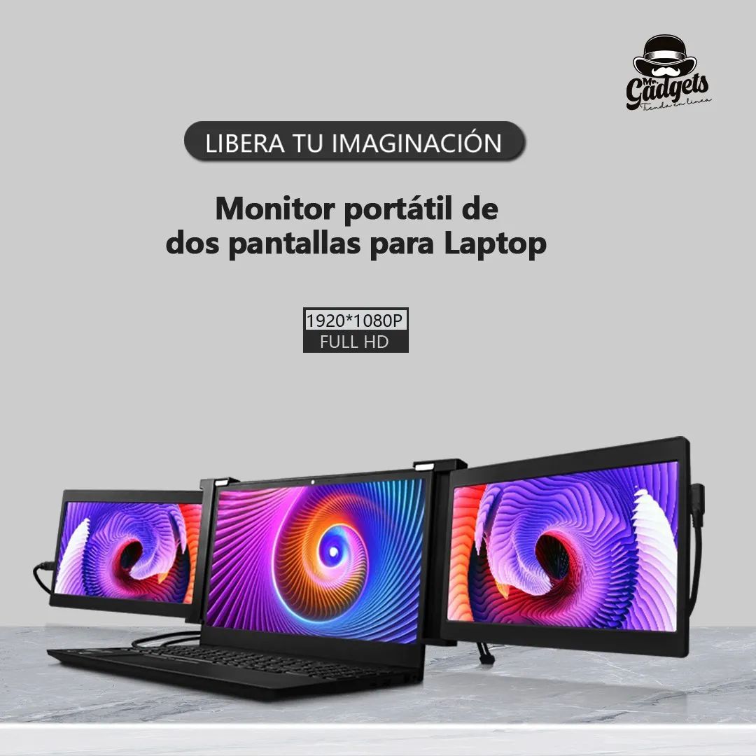 2 Pantallas Para Laptop Portátil Doble Monitor 11,9'' 1080p