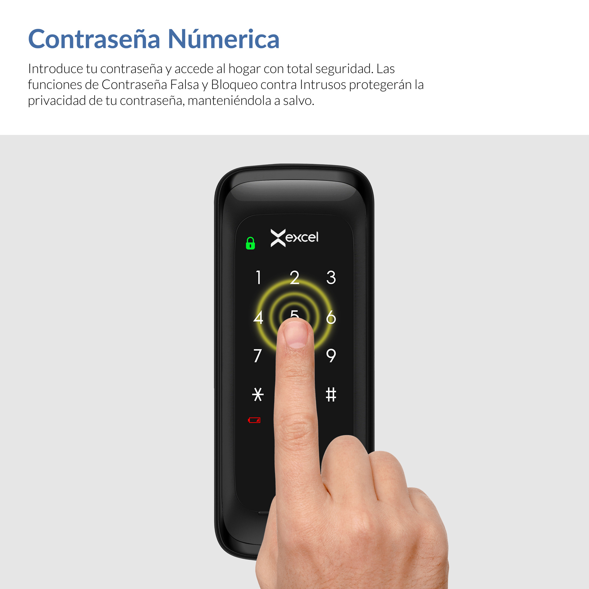 Cerradura Digital con Contraseña y Tarjeta RFID para Puerta Corrediza Excel EXC-D430