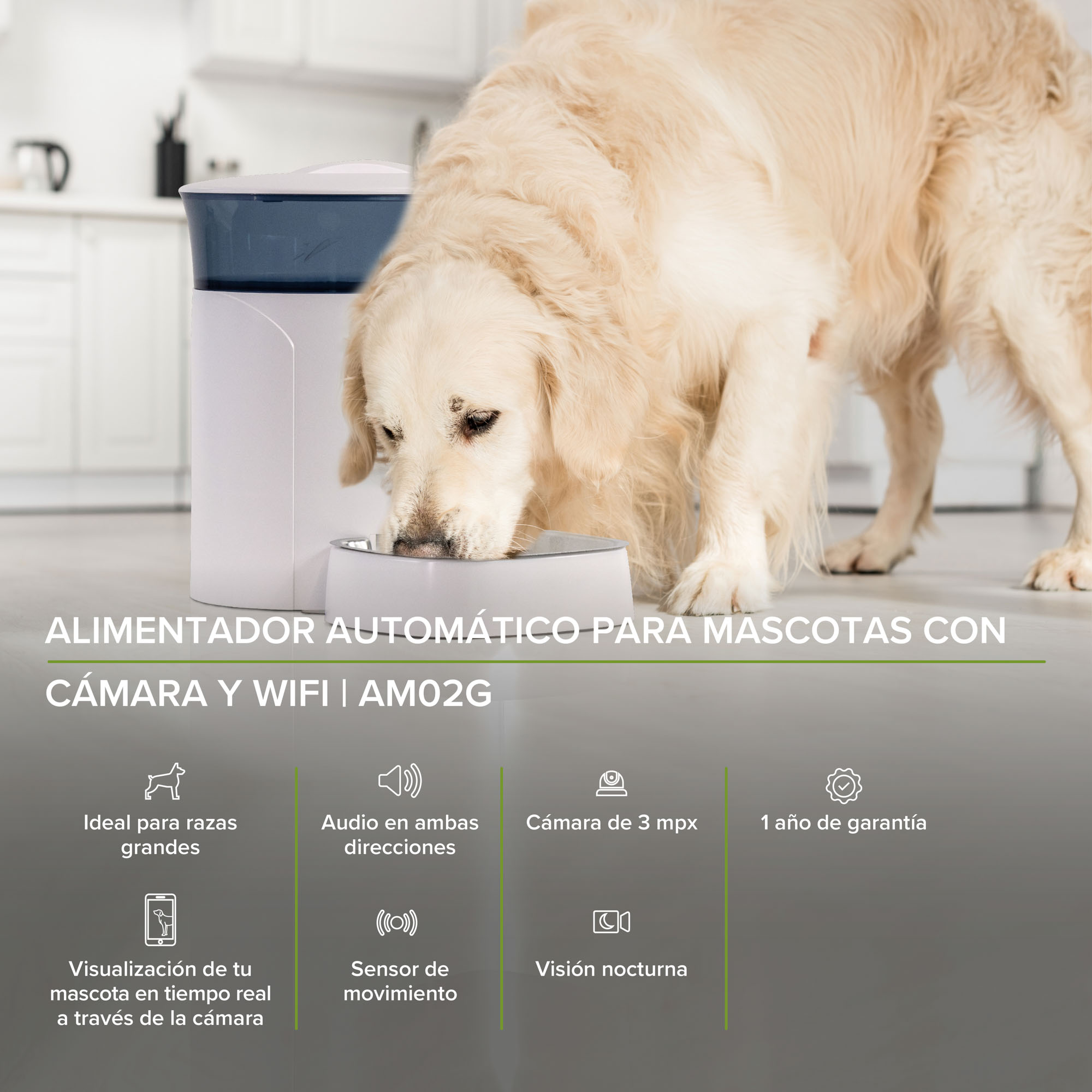 Comedero Para Mascotas Automático Cámara 7l  Avera AM02G