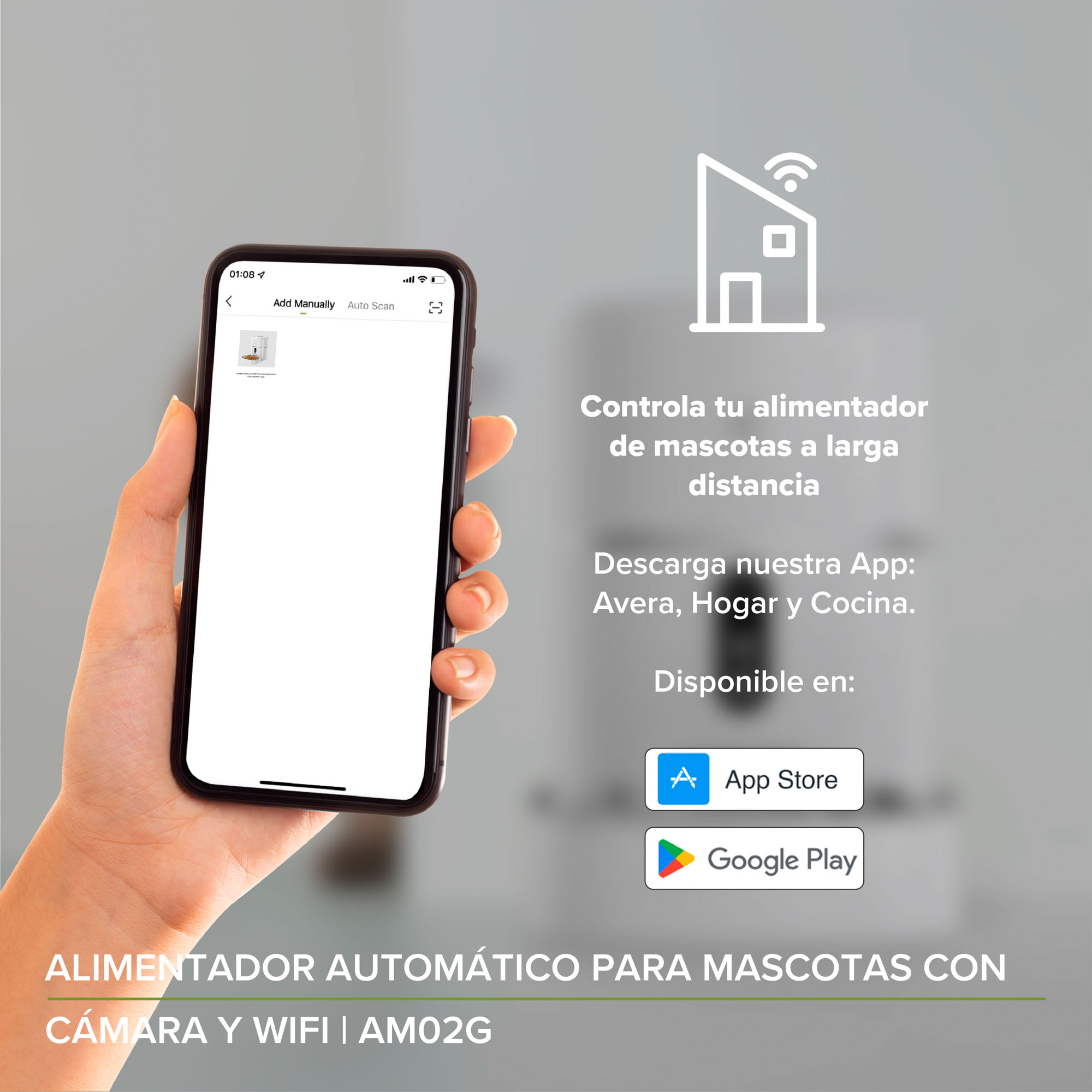 Comedero Para Mascotas Automático Cámara 7l  Avera AM02G