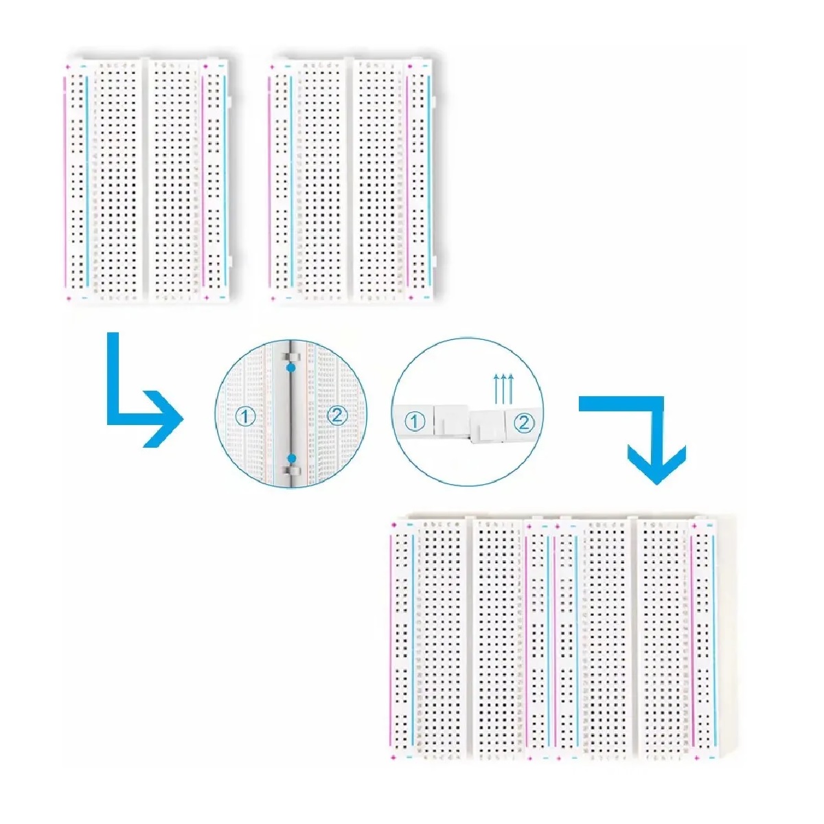 Set 6 Piezas Protoboard 400 Puntos Breadboard Para Arduino
