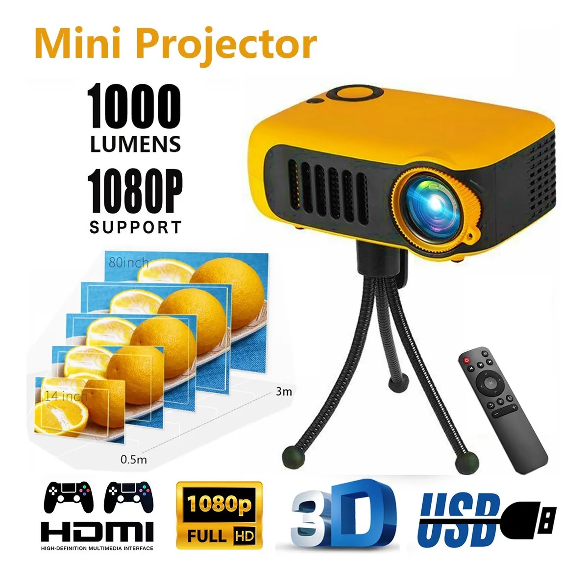  Proyector Mini Lcd Cine En Casa Película 3d Hd 1080p 