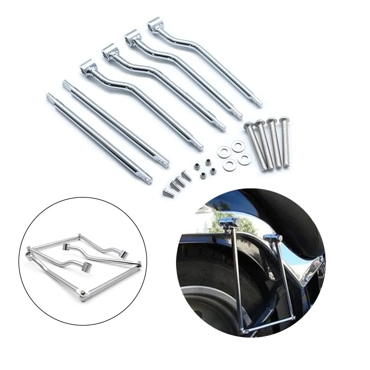 Soportes Alforjas Moto Universal Para Harley Yamaha Maletas Plata