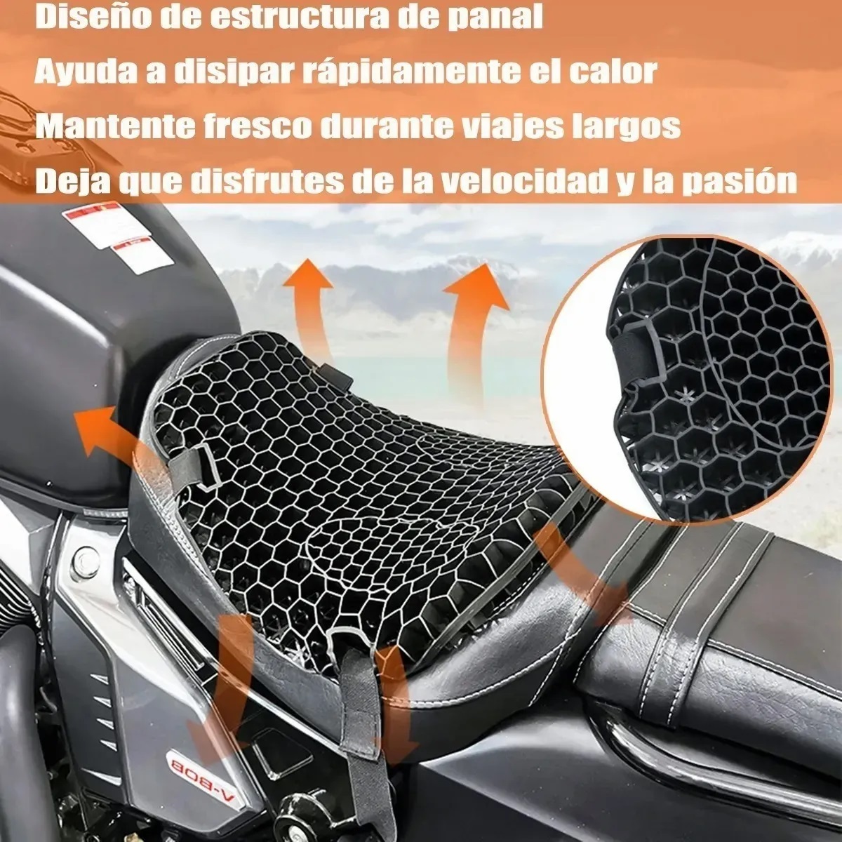 Cojín Gelatina 3d Amortiguador Transpirable De Asiento Moto