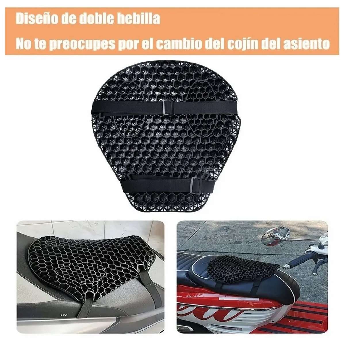 Cojín Gelatina 3d Amortiguador Transpirable De Asiento Moto