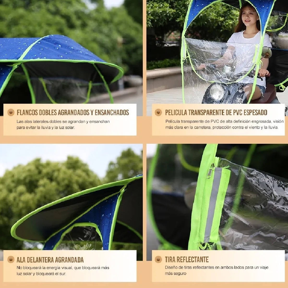 Toldo Cubresol Moto General Impermeable Para Motocicletas Azul
