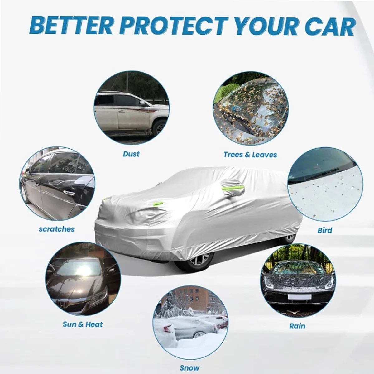 Funda Cubierta Auto Grande 4.9m Anti-sol Polvo Viento Lluvia