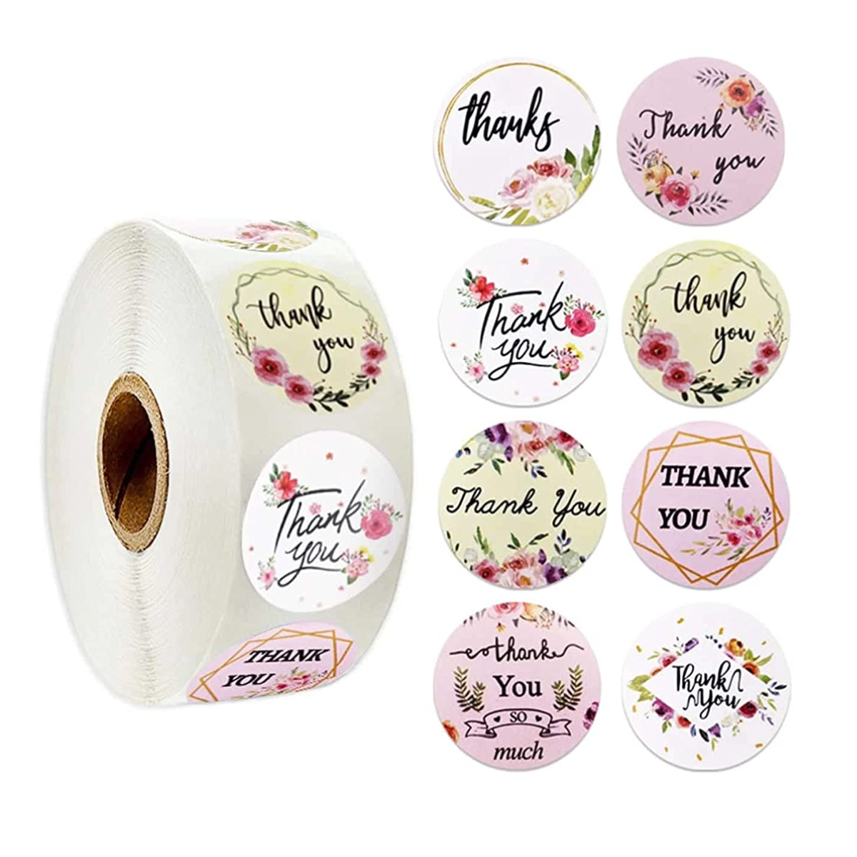 Rollo de 100 Stickers de Agradecimiento Thank You Gracias