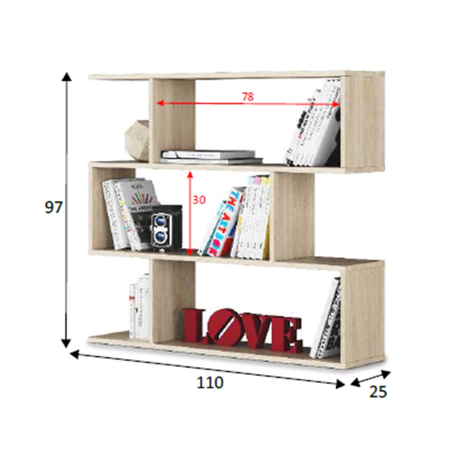 Librero Minimalista Roble Con 3 Módulos