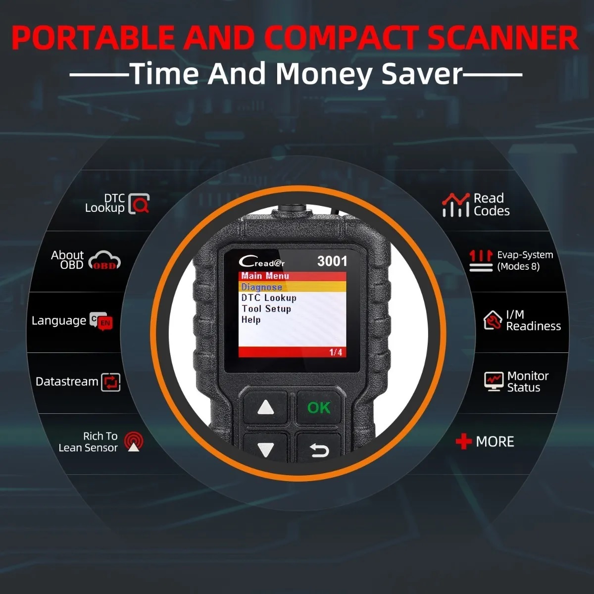 Escaner Launch Creader 3001 Automotriz Obd2 Multimarca Motor
