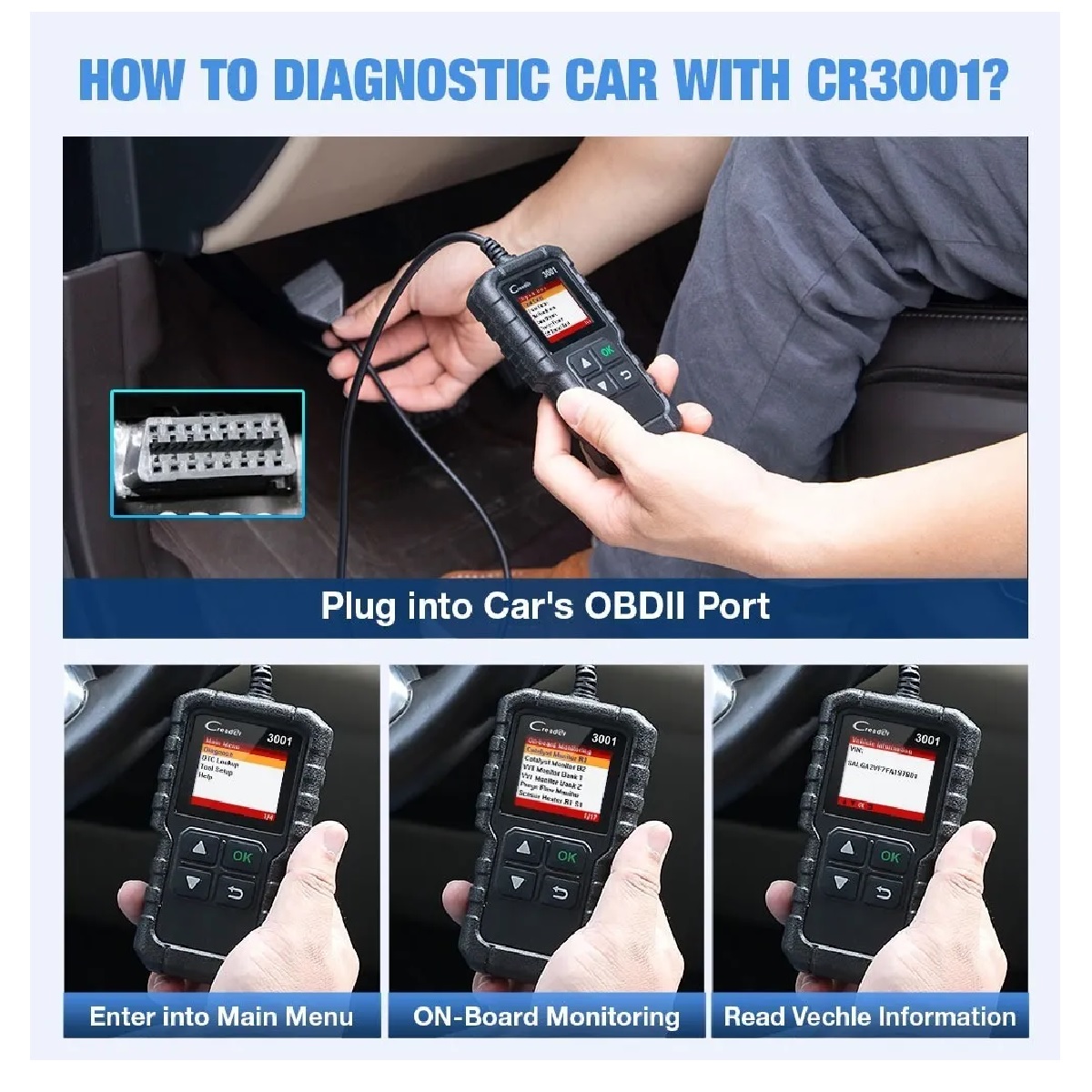 Escaner Launch Creader 3001 Automotriz Obd2 Multimarca Motor