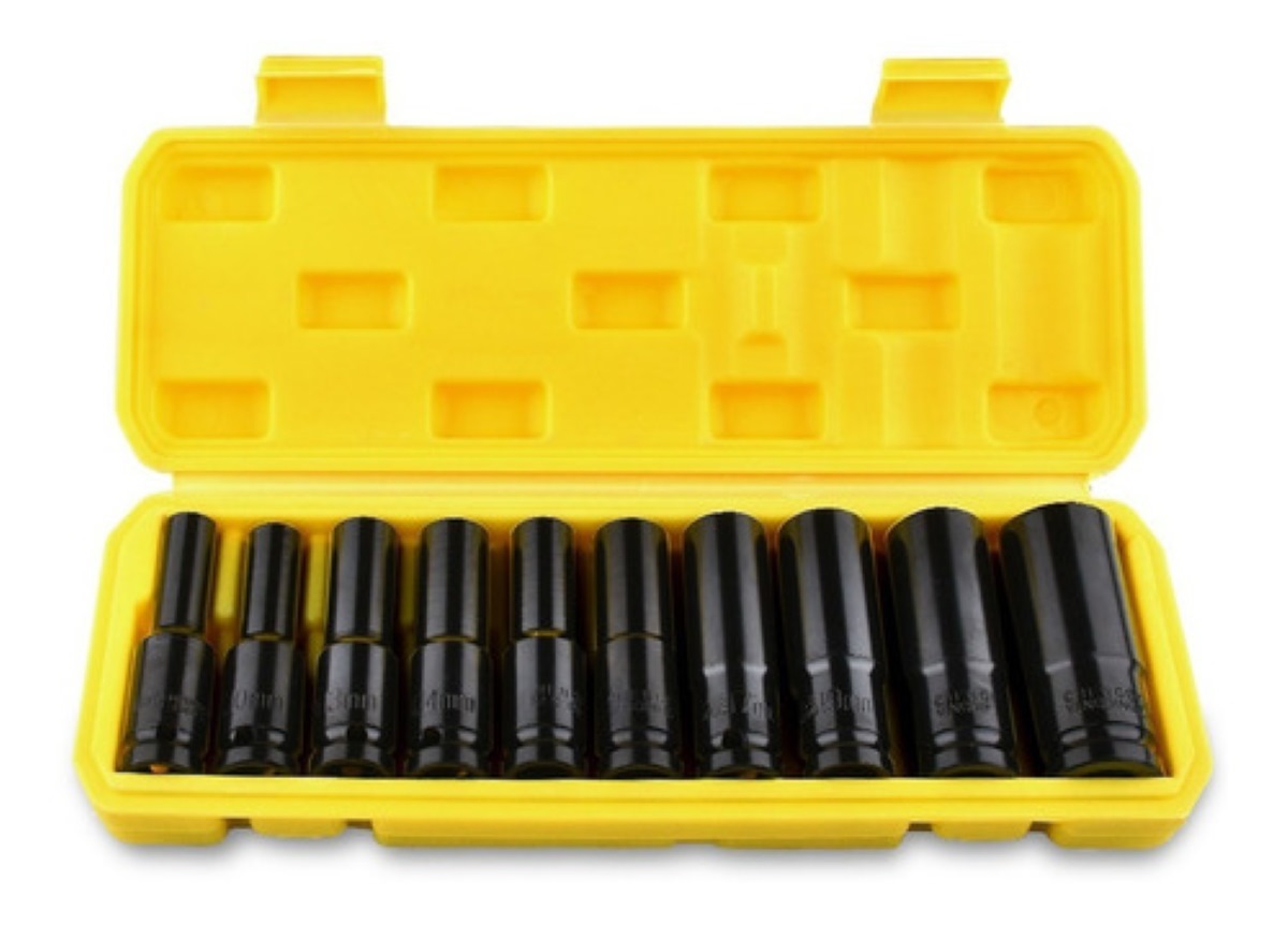 Juego De Herramientas Llave De Vaso Kit De Mecanicas 10 Pzs Caja Amarilla