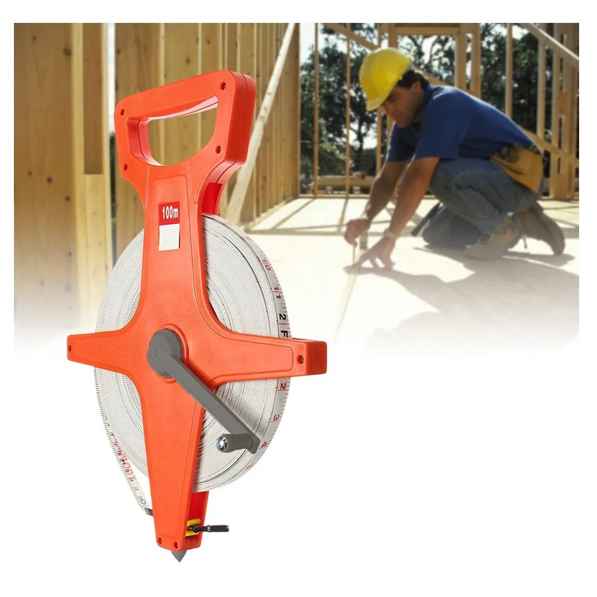 Cinta Métrica Larga De Fibra De Vidrio, 100 Metros